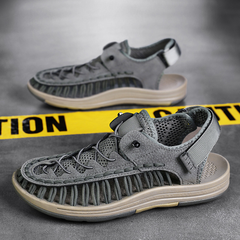 Vyriniai pintuoti sandalai, Velcro užsegimas, kvėpuojantys, gumos padas, vasara 2025