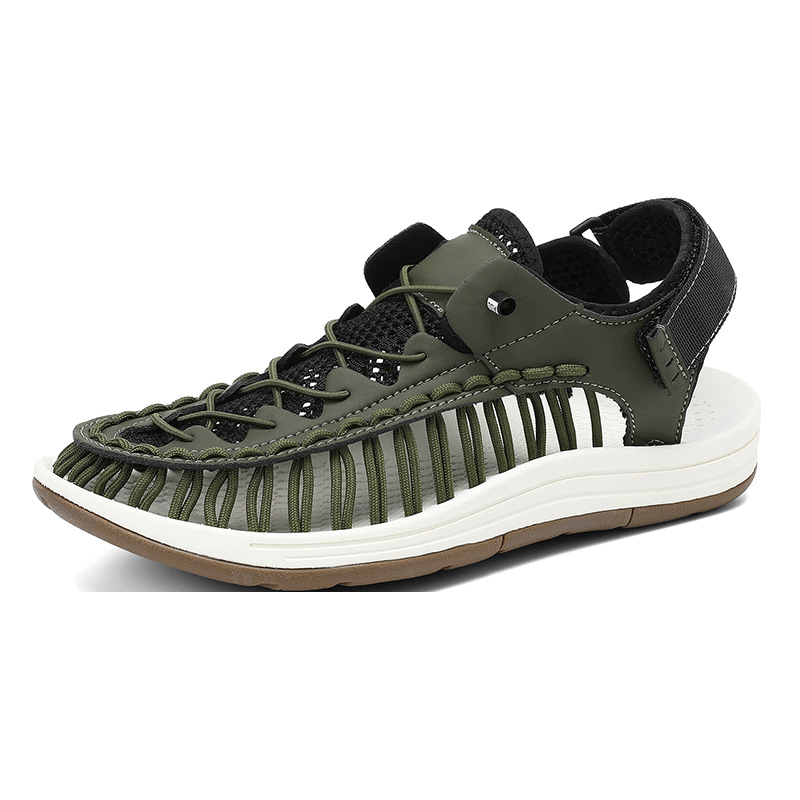 Vyriniai pintuoti sandalai, Velcro užsegimas, kvėpuojantys, gumos padas, vasara 2025