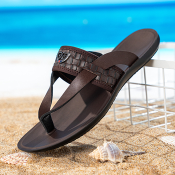 Vyrų šlepetės sandalai: viršus iš karvės odos, padas EVA, vidus PU, romėnų stilius, 2025 m. pavasaris