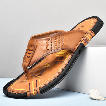 Vyriniai sandalai iš viršutinės karvės odos, atviras pirštas, gumos padas, kvėpuojantys, aukštį didinantys