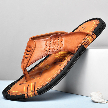 Vyriniai sandalai iš viršutinės karvės odos, atviras pirštas, gumos padas, kvėpuojantys, aukštį didinantys