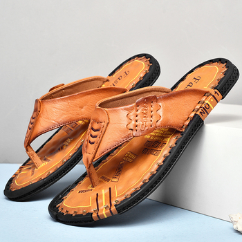 Vyriniai sandalai iš viršutinės karvės odos, atviras pirštas, gumos padas, kvėpuojantys, aukštį didinantys