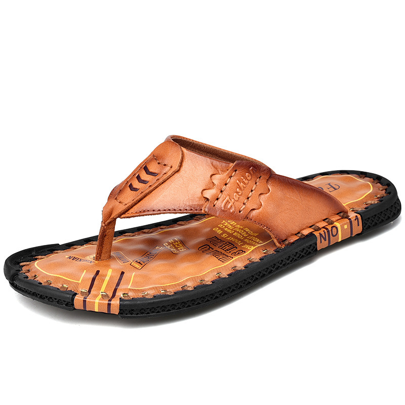 Vyriniai sandalai iš viršutinės karvės odos, atviras pirštas, gumos padas, kvėpuojantys, aukštį didinantys