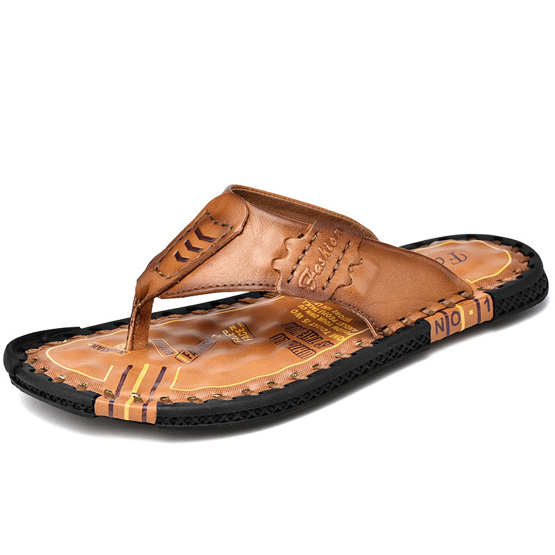 Vyriniai sandalai iš viršutinės karvės odos, atviras pirštas, gumos padas, kvėpuojantys, aukštį didinantys