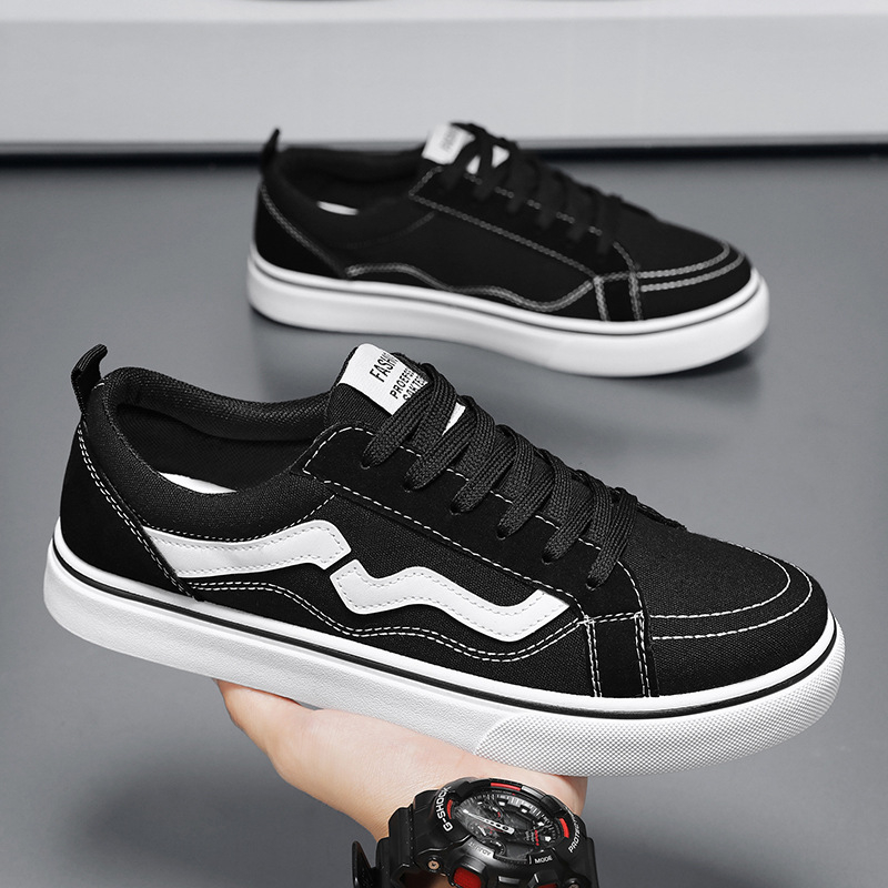 Pantofi din pânză pentru bărbați, vară 2024 – vârf rotund, exterior din pânză, talpă din cauciuc, branț din EVA, talie joasă