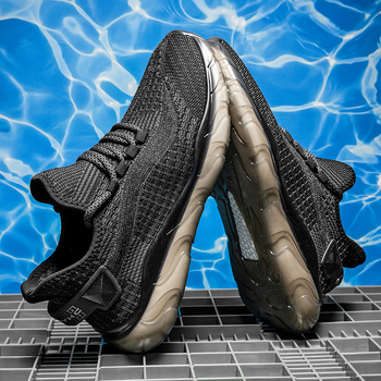 Ανδρικά αθλητικά παπούτσια καθημερινά με επάνω μέρος από δίχτυ, αναπνεύσιμη σόλα PVC, κλείσιμο με κορδόνια, χαμηλός σχεδιασμός