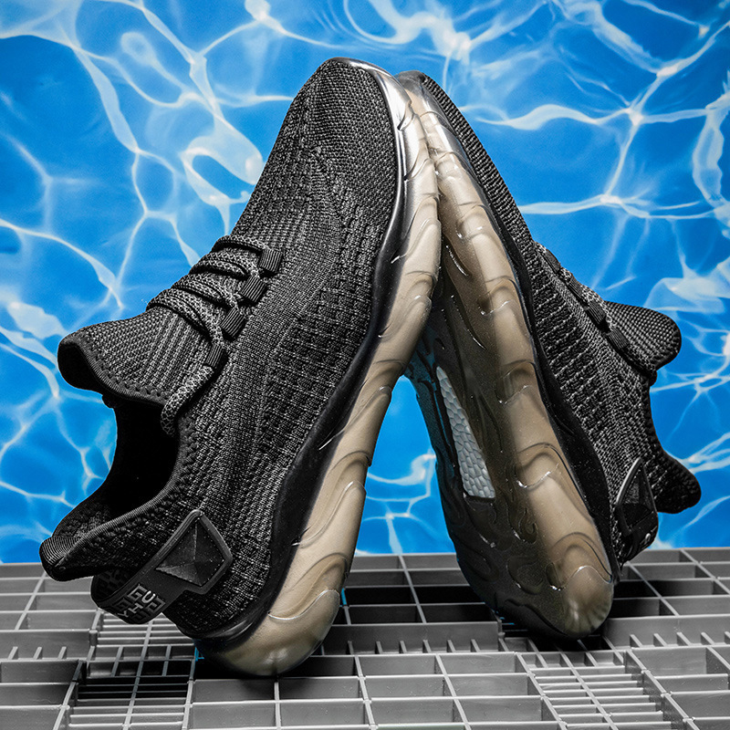 Pantofi sport casual pentru bărbați, partea superioară din plasă, talpă PVC respirabilă, închidere cu șireturi, design cu talpă joasă