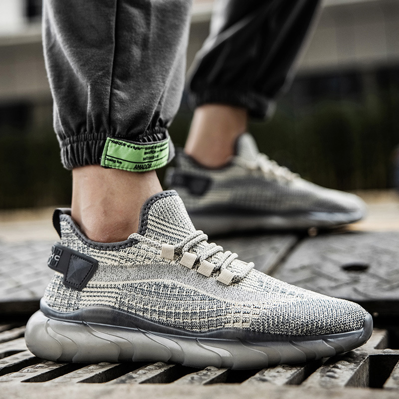 Pantofi sport casual pentru bărbați, partea superioară din plasă, talpă PVC respirabilă, închidere cu șireturi, design cu talpă joasă