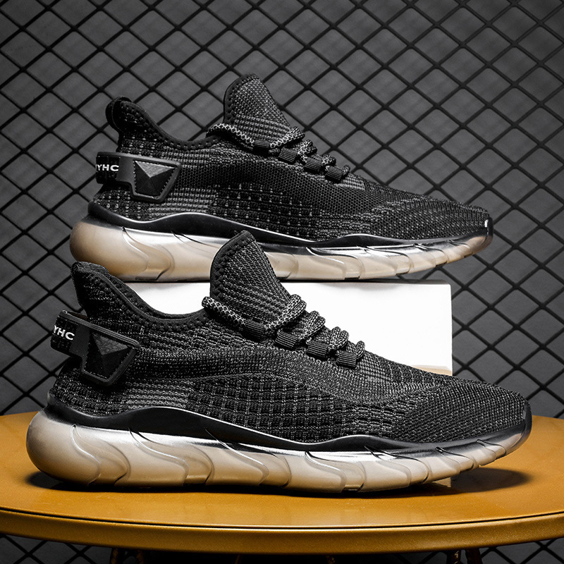 Pantofi sport casual pentru bărbați, partea superioară din plasă, talpă PVC respirabilă, închidere cu șireturi, design cu talpă joasă