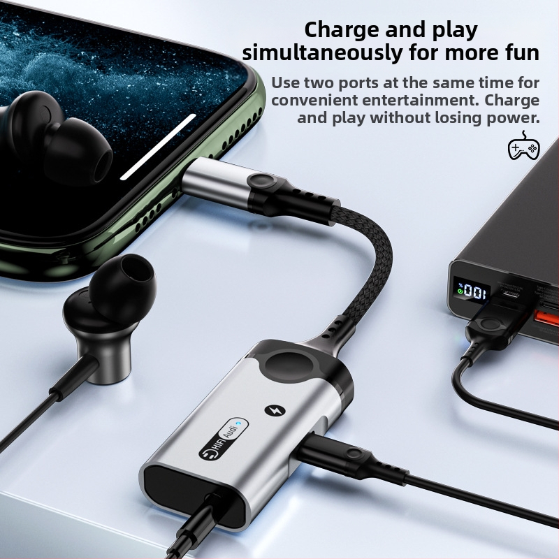 HCINOO MH391/MH392 dvojitý audio adaptér s nabíjaním, kompatibilný s Apple x-14