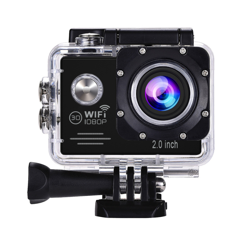 Sport akciókamera: 1080p HD videó, Wi-Fi, vízálló stabilizációval, TF/SD kártya támogatás, akkumulátor élettartam 90-120 perc