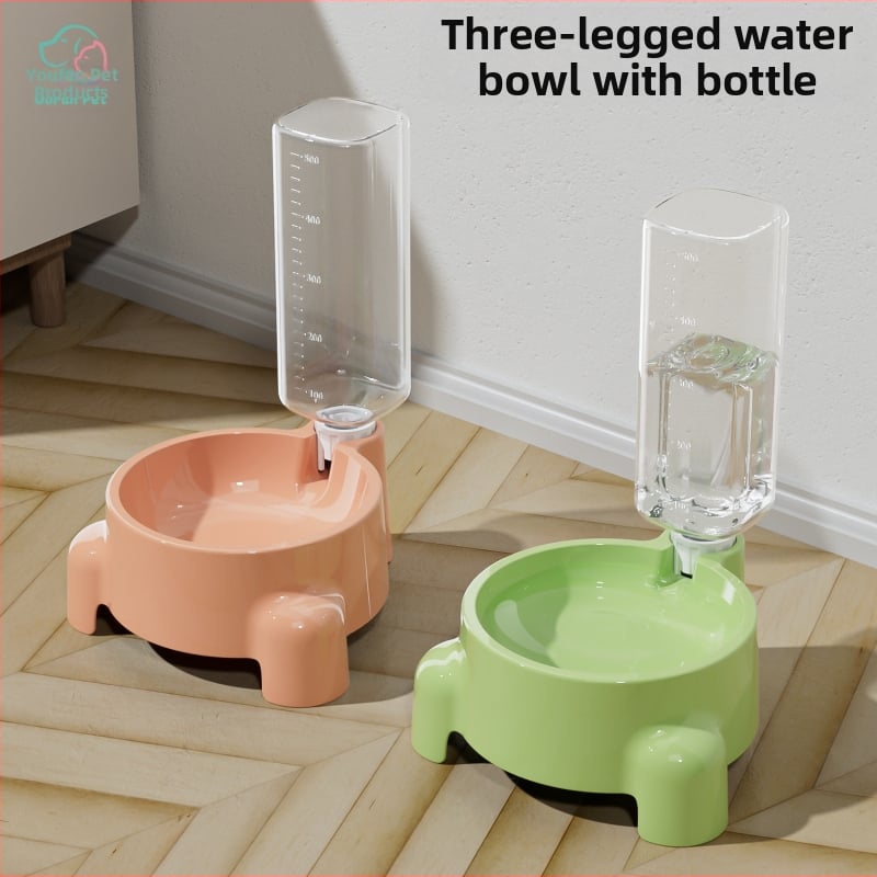 Katėms automatinis geriamųjų vandens rinkinys su PP buteliu, sifono dubeniu ir trijų kojų stovu