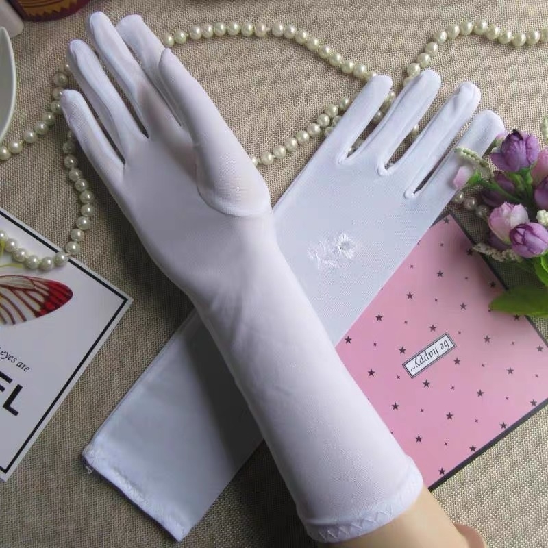 Γυναικεία γάντια από μιλκ σιλκ με κέντημα, UV προστασία, γρήγορο στέγνωμα, ύφασμα Ice Silk, πολυεστέρας, καλοκαιρινή έκδοση 2024