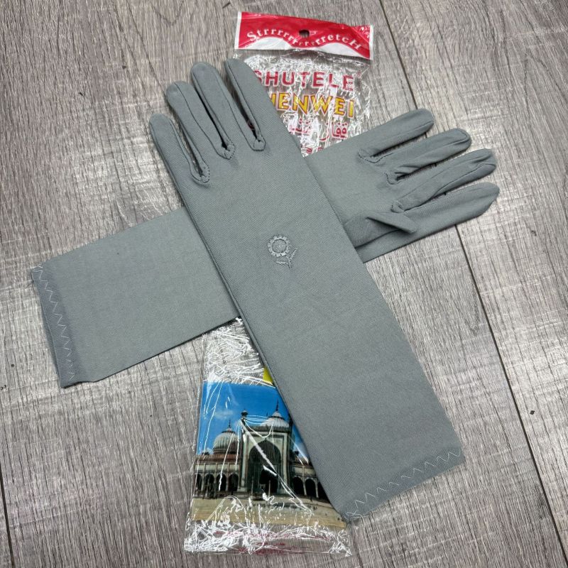 Γυναικεία γάντια από μιλκ σιλκ με κέντημα, UV προστασία, γρήγορο στέγνωμα, ύφασμα Ice Silk, πολυεστέρας, καλοκαιρινή έκδοση 2024