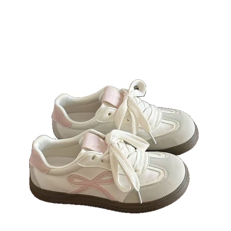 Дамски спортни кецове с набук телешка кожа, кръгъл нос, гумена подметка, нисък ток 1-3 см, закопчаване отпред с връзки