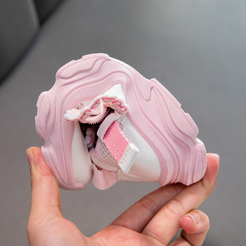 Κοριτσίστικα παπούτσια με δίχτυ, επάνω μέρος από δίχτυ, Velcro κούμπωμα, καρτούν μοτίβο, διαπνέοντα και αντιολισθητικά