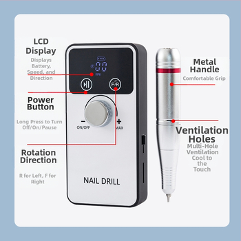 Φορητός USB επαναφορτιζόμενος λίμα νυχιών για αφᴀ́ρεση νεκρού δέρματος και εξομάλυνση της επιφάνειας των νυχιών; εργαλείο λείανσης επιφανείας νυχιών; υλικά: πλαστικό + ανοξείδωτος χάλυβας; καθαρή περιεκτικότητα: 527