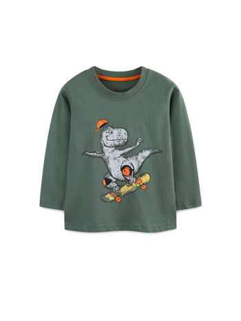 Tricou cu mâneci lungi din bumbac tricotat, imprimeu desen animat, pentru băieți 3–8 ani, toamnă 2025, stil european-american