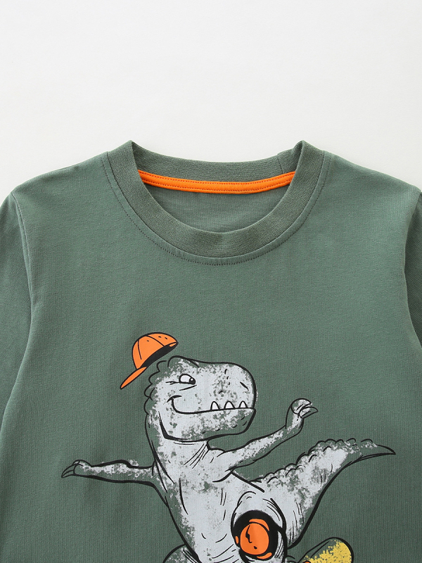 Tricou cu mâneci lungi din bumbac tricotat, imprimeu desen animat, pentru băieți 3–8 ani, toamnă 2025, stil european-american
