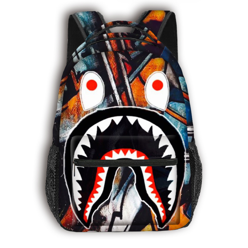 Skolas mugursoma pamatskolai - pilna drukāšana ar multfilmas attēlu, liela ietilpība, poliesters, gaisu spilventiņa siksnas, elpojoša