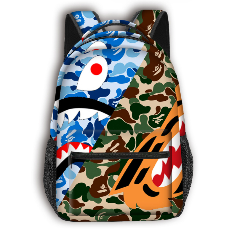 Skolas mugursoma pamatskolai - pilna drukāšana ar multfilmas attēlu, liela ietilpība, poliesters, gaisu spilventiņa siksnas, elpojoša