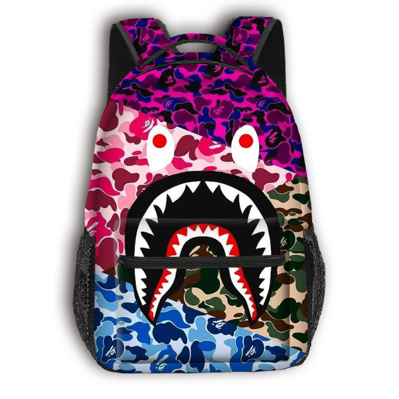 Skolas mugursoma pamatskolai - pilna drukāšana ar multfilmas attēlu, liela ietilpība, poliesters, gaisu spilventiņa siksnas, elpojoša