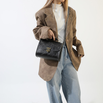 Γυναικεία τσάντα – Street Trend PU, οριζόντιο τετράγωνο σχήμα, κλείσιμο με καπάκι, θήκη για κινητό, επένδυση από συνθετικό δέρμα