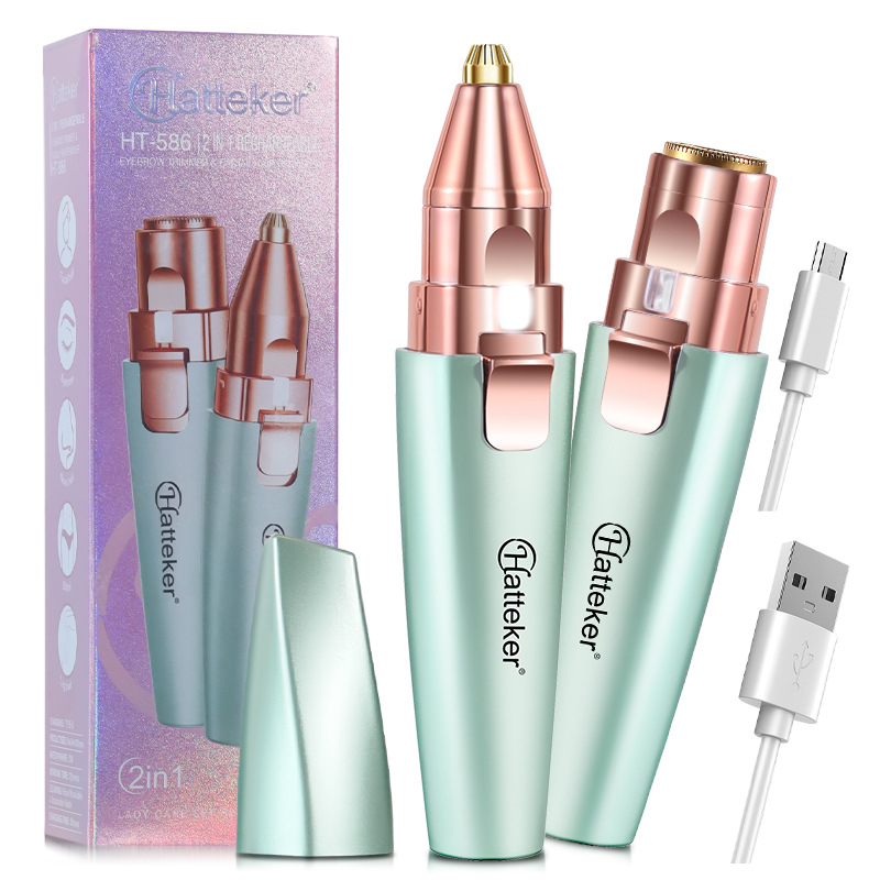 HT-586 2-в-1 електрически тример за вежди и премахване на коса, USB захранване, ABS корпус, 120 g