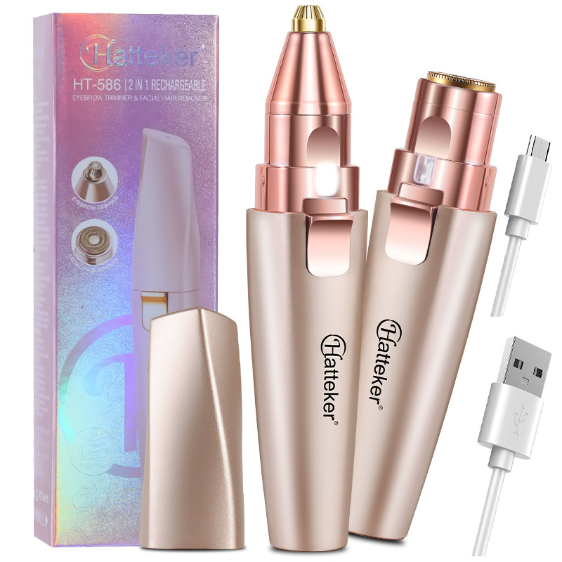 HT-586 2-в-1 електрически тример за вежди и премахване на коса, USB захранване, ABS корпус, 120 g