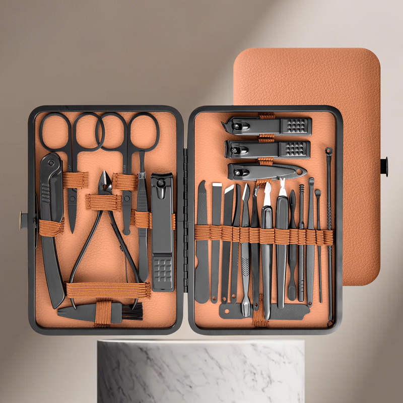 Set de unghii, 7-24 piese, portabil, cu gură plată și gură înclinată, clește pentru caneluri de unghii și pense multifuncționale