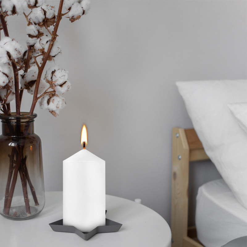 Κυλινδρικές γαμήλιες κεριά από μίγμα κεριού (ημιχειροκίνητη και ημιμηχανική επεξεργασία, με εκτυπωμένο λογότυπο)