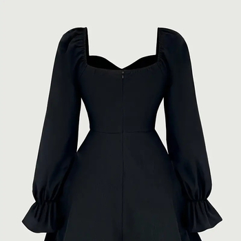 Φόρεμα από νάιλον, μακριά μανίκια, χωρίς γιακά, μέση μεσαίας ύψους, φούστα σε στυλ νεράιδας