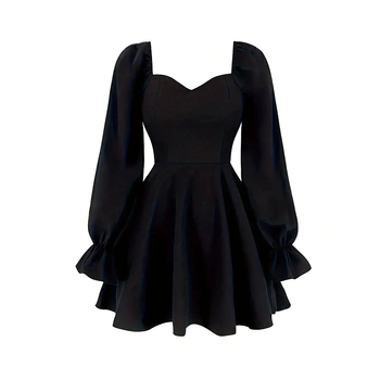 Φόρεμα από νάιλον, μακριά μανίκια, χωρίς γιακά, μέση μεσαίας ύψους, φούστα σε στυλ νεράιδας