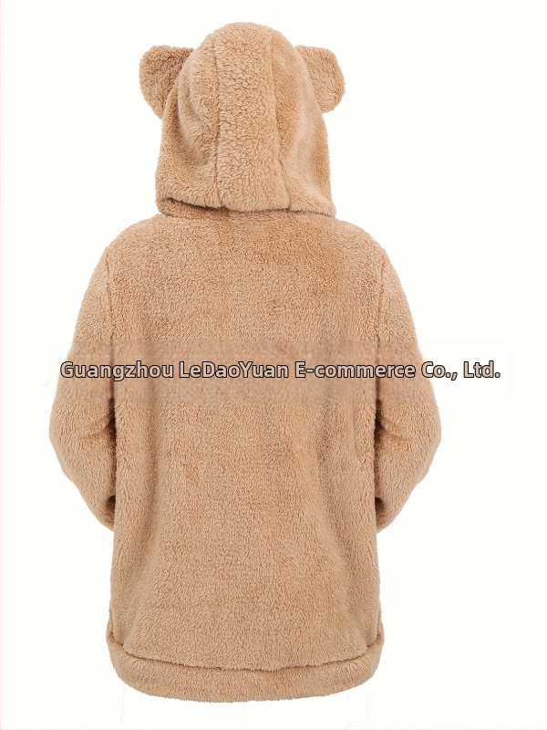 Дамско палто с качулка и цип, полиестер, колажен дизайн, свободна кройка, есен 2024, японско-корейски ежедневен стил