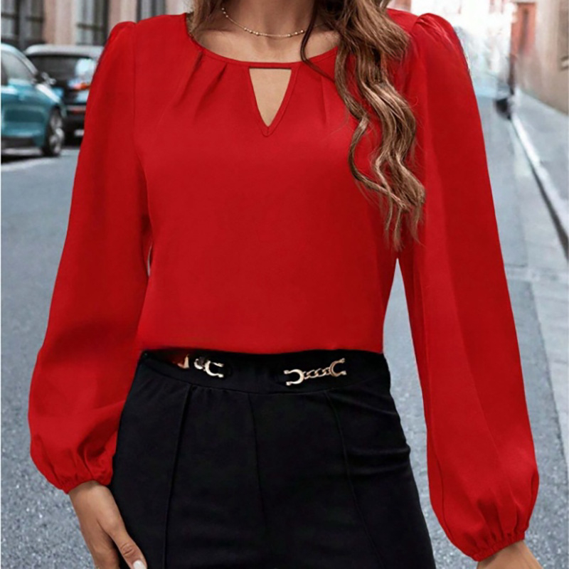 Πουκάμισο σατέν, 95% πολυεστέρας, μακριά μανίκια, στρογγυλός λαιμός, σχέδιο με πάνελ