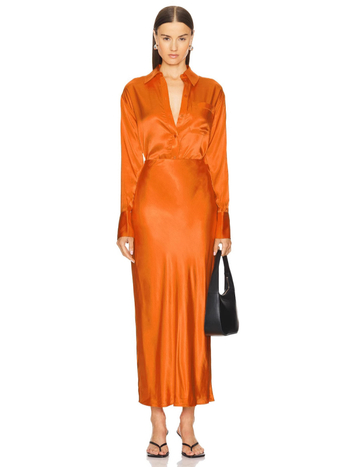 A-образна сатенена миди пола, висока талия, Nylon-Spandex сатин, микрогъвкава, солиден мотив, социалит стил