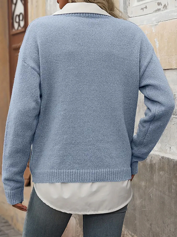 Γυναικεία πλεκτή ζακέτα με στρογγυλό λαιμό, εφαρμοστή γραμμή, πολυεστέρας, μακριά μανίκια (Πολυεστερική Ύφανση; Εφαρμοστή Γραμμή; Στρογγυλός Λαιμός; Μακριά Μανίκια)