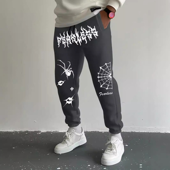 Ανδρικά casual αθλητικά παντελόνια, ίσια γραμμή, μικροελαστικότητα, πολυεστέρα 95% σε μίξη χημικών ινών, φθινόπωρο 2024