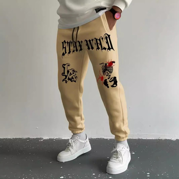 Ανδρικά casual αθλητικά παντελόνια, ίσια γραμμή, μικροελαστικότητα, πολυεστέρα 95% σε μίξη χημικών ινών, φθινόπωρο 2024