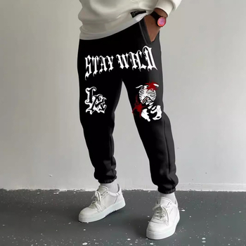 Ανδρικά casual αθλητικά παντελόνια, ίσια γραμμή, μικροελαστικότητα, πολυεστέρα 95% σε μίξη χημικών ινών, φθινόπωρο 2024