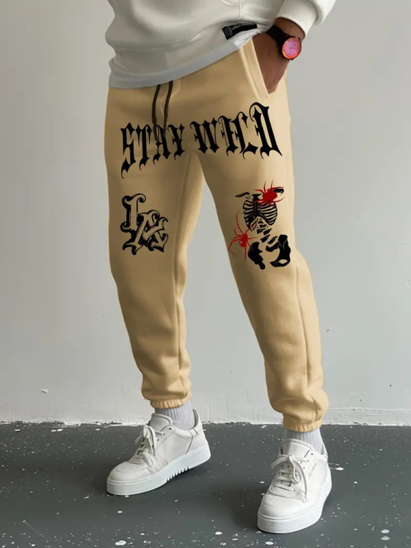 Ανδρικά casual αθλητικά παντελόνια, ίσια γραμμή, μικροελαστικότητα, πολυεστέρα 95% σε μίξη χημικών ινών, φθινόπωρο 2024