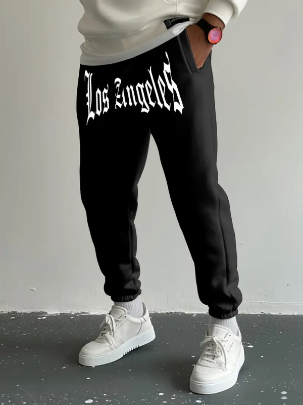 Ανδρικά casual αθλητικά παντελόνια, ίσια γραμμή, μικροελαστικότητα, πολυεστέρα 95% σε μίξη χημικών ινών, φθινόπωρο 2024