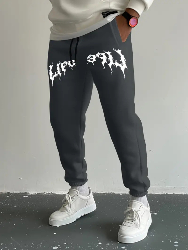 Ανδρικά casual αθλητικά παντελόνια, ίσια γραμμή, μικροελαστικότητα, πολυεστέρα 95% σε μίξη χημικών ινών, φθινόπωρο 2024