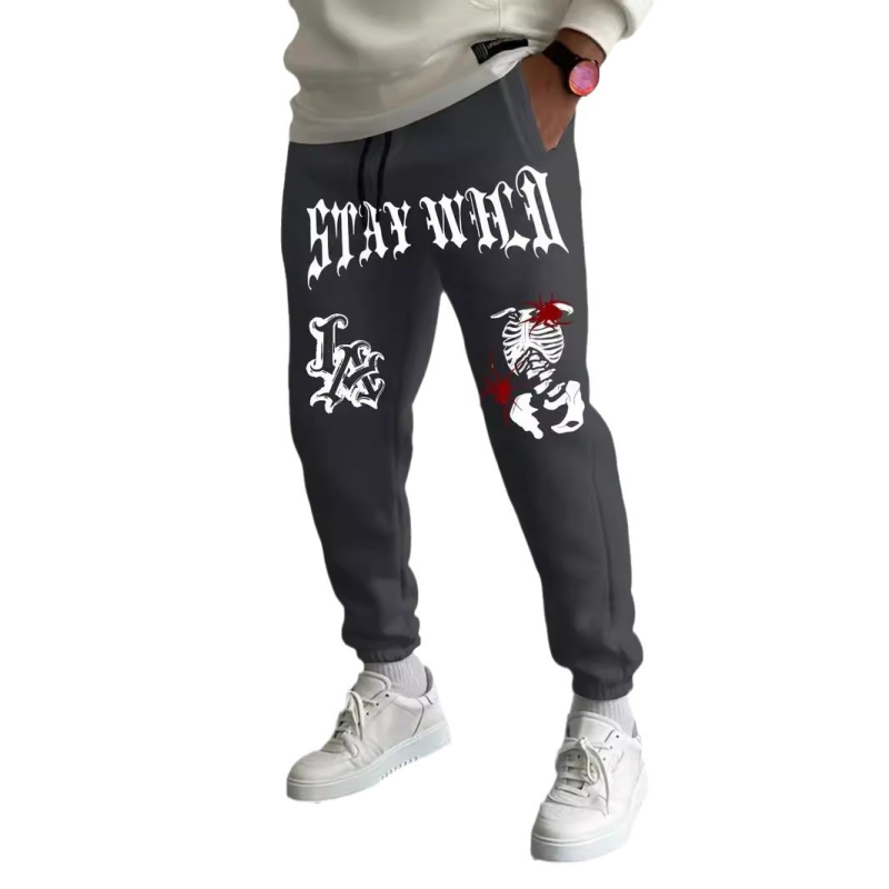 Ανδρικά casual αθλητικά παντελόνια, ίσια γραμμή, μικροελαστικότητα, πολυεστέρα 95% σε μίξη χημικών ινών, φθινόπωρο 2024