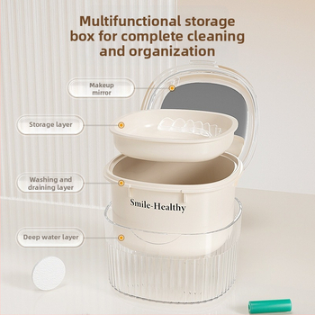 Κουτί καθαρισμού και βύθισης οδοντικών συσκευών, 1 L, PP πλαστικό, διαφανές κλειστό σχέδιο, πολυλειτουργικό