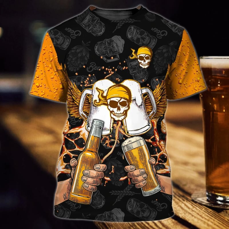 Vīriešu T-krekls ar 3D drukātu rakstu, poliestera maisījums, digitālā druka, apaļš kakls, īsas piedurknes