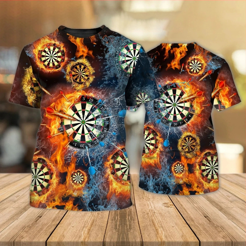 Vīriešu T-krekls ar 3D drukātu rakstu, poliestera maisījums, digitālā druka, apaļš kakls, īsas piedurknes