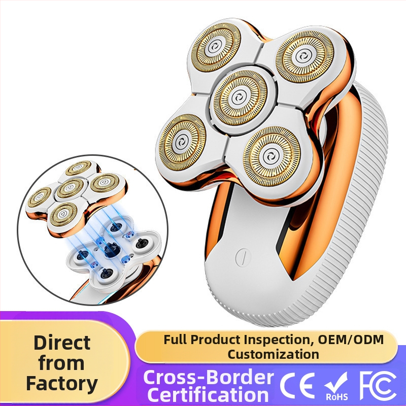 Мъжки бръснач с пет остриета — USB захранване, водоустойчив и миещ се корпус, вградена батерия 500–800 mAh, ножове от неръждаема стомана