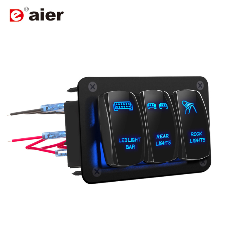 Πάνελ διακοπτών αυτοκινήτου με 3 διακόπτες τύπου βάρκας, φωτιζόμενο, αδιάβροχο, 24V