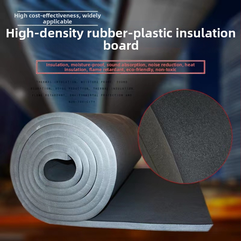 Гумопластмасова изолационна плоча с микропореста структура, ролирана плоча, за термо и акустична изолация — основен материал: гума и пластмаса; термична проводимост 0.035 W/mK; клас B